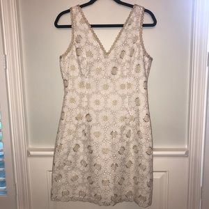 Gold and White Lace Dress